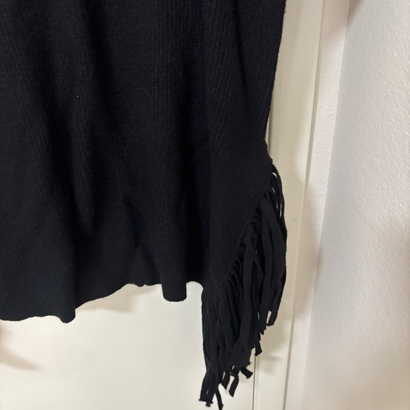*New with tag* Nordstrom Women's Black mock neck black Sweater with side Fringe - Picture 5 of 14